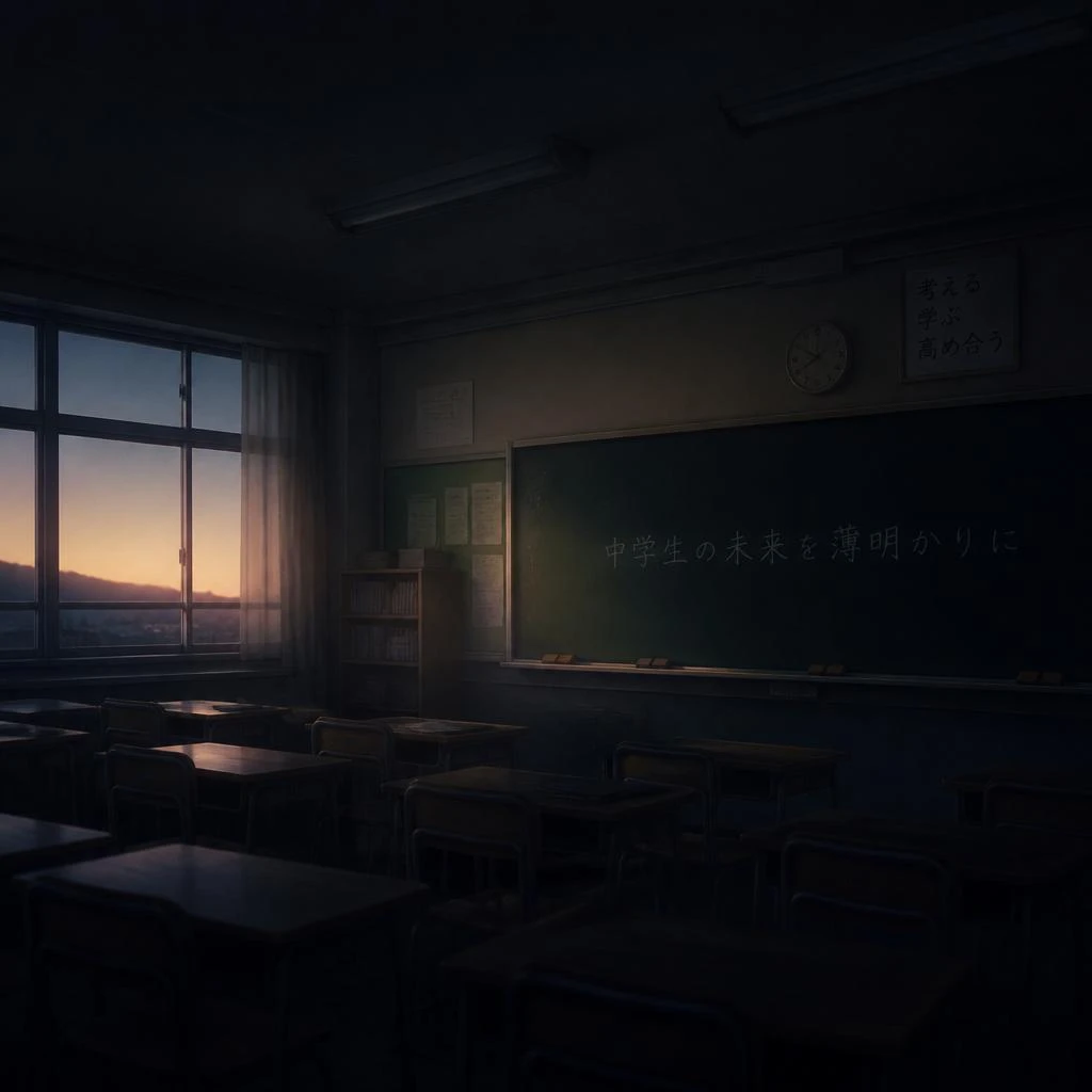 「中学生の未来を薄明かりに」